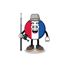 Mascot Illustration of france flag fisherman