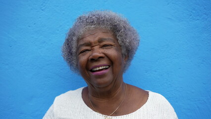 A joyful black African older woman