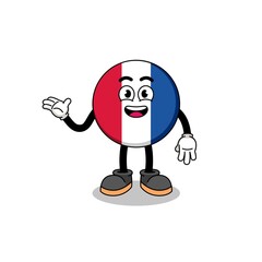 france flag cartoon with welcome pose