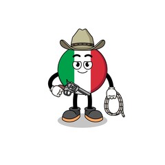 Character mascot of italy flag as a cowboy