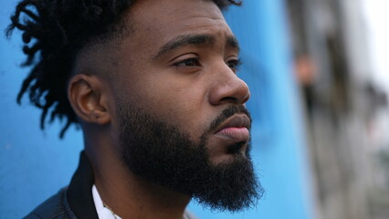 A contemplative black African man thinking about life