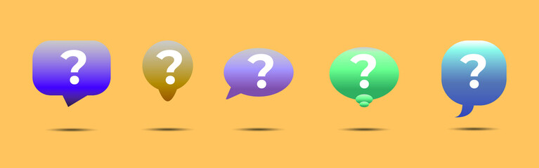 Message box with 3d question mark icon. A set of speech bubbles with a question mark. Vector illustration