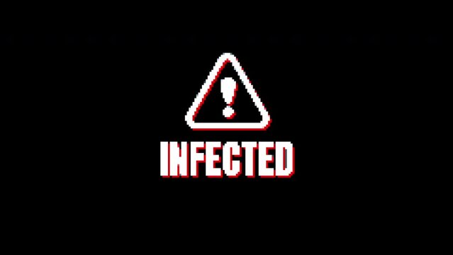 infected glitch text animation.  isolated on black background.digital glitch effect. 4K video. cool effect.