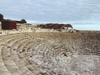 Antique amphitheater ruins in Cyprus  - obrazy, fototapety, plakaty