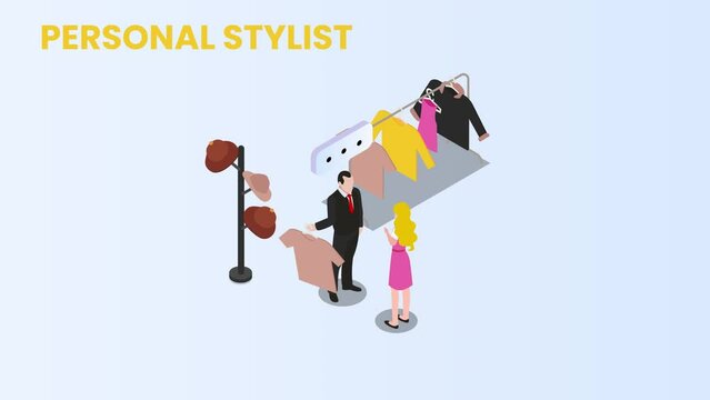 Woman consults with her personal stylist in mall