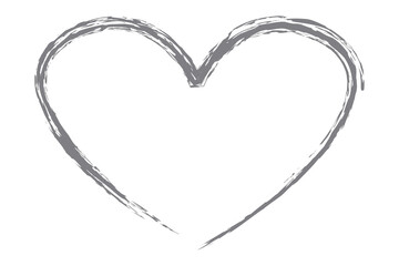 Heart contour vector. Grey hand drawn love icon isolated. Paint brush stroke heart icon. Hand drawn vector for love logo, heart symbol, doodle icon and Valentine's day. Painted grunge vector shape