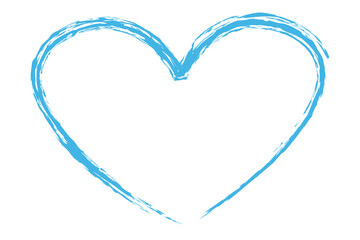 Heart contour vector. Blue hand drawn love icon isolated. Paint brush stroke heart icon. Hand drawn vector for love logo, heart symbol, doodle icon and Valentine's day. Painted grunge vector shape