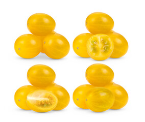 Yellow cherry Tomatoes isolated on white