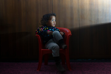 young child watching television