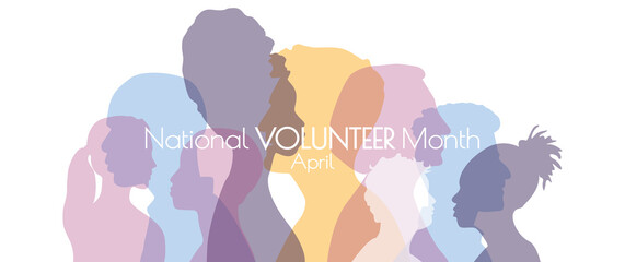Fototapeta na wymiar National Volunteer Month banner.
