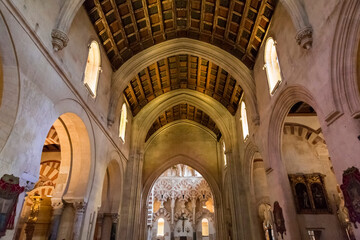 Interior view and decorative detail from the magnificent Mosque of Cordoba