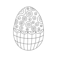 Hand drawn chicken easter egg on a white isolated background. Doodle, simple outline illustration. It can be used for decoration of textile, paper and other surfaces.