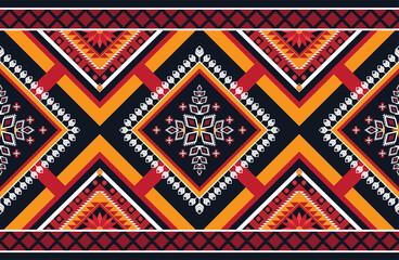 Geometric ethnic flower pattern for background,fabric,wrapping,clothing,wallpaper,Batik,carpet,embroidery style.	