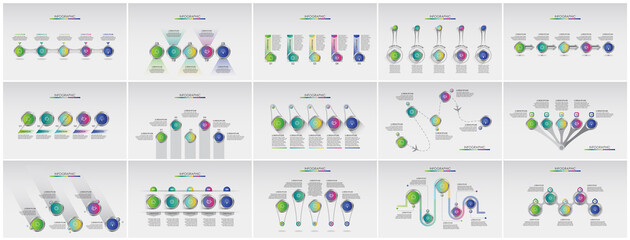 Set of infographic elements data visualization vector design template on circle
