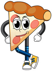 Pizza cartoon character on white background