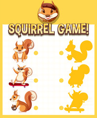 A squirrel matching game worksheet for children