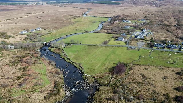 Aerial view of the mouth of the Owenea river by Ardara in County Donegal - Ireland