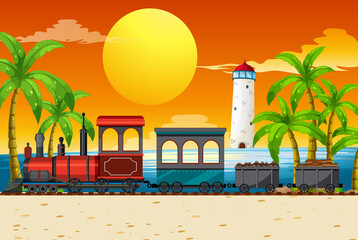 Obraz premium Outdoor scene with a steam locomotive train