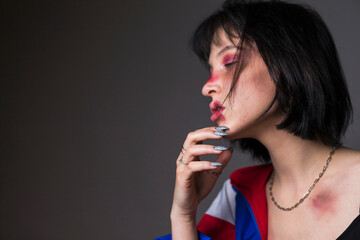 Females Violence Ideas. Depressed and Down Caucasian Female as a Victim of Domestic Violence and Abuse With Multiple Bruises