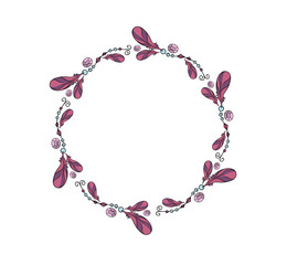 Naklejka premium Round text frames in boho style with beads, pendants, feathers and crystals. Vintage Template wreath, round frame