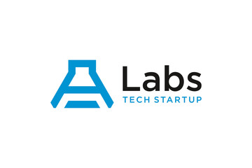 Letter A monogram logo design. for lab science technology logo designs