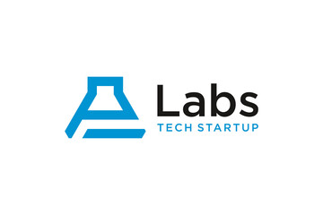 Letter P monogram logo design. for lab science technology logo designs