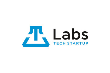 Letter T monogram logo design. for lab science technology logo designs
