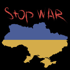 Stop the war in Ukraine

Poster The territory of the state of Ukraine on a black background