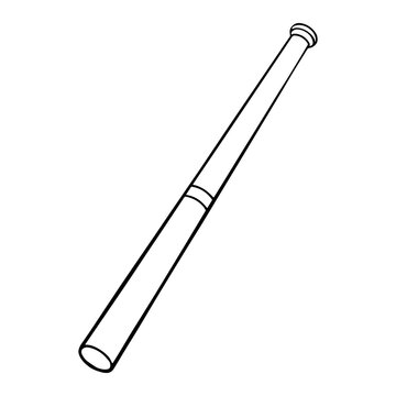 vector doodle baseball bat, line drawing by hand, sketch