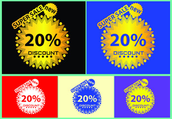 20 percent discount new offer logo and icon design template