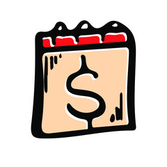 Us dollar money sketch vector illustration. Financial crisis, sanctions policy hand drawn element. Investment risk market icon.