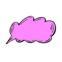 Modern cartoon speech bubble in cloud shape sketch icon. Hand-drawn conversational doodle, dialog sign, vector illustration set, chat message