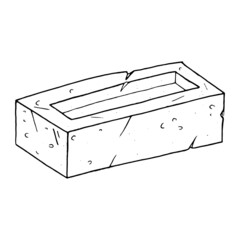 Brick icon hand drawn. Vector illustration of brick building. Sketch clay brick.