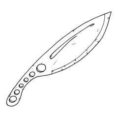 Throwing knife. Vector illustration of a throwing knife. Knife hand drawn.