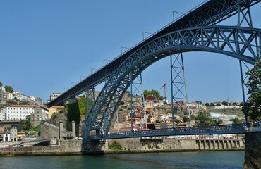 Vilanova da Gaia view with Ponte Luis I in Porto - Portugal 