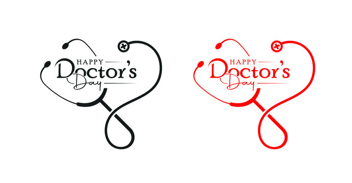 World, international or national happy Doctor's Day flat vector logo design, Stethoscope with doctors day letter logo