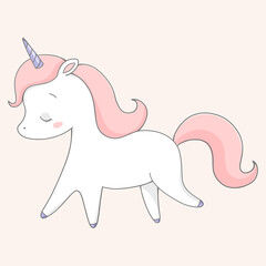 Vector illustration of a cute unicorn. The animals are sleeping.