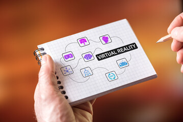 Virtual reality concept on a notepad