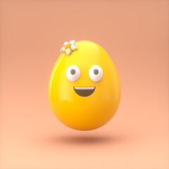 Emotion yellow egg icon. 3d rendering.