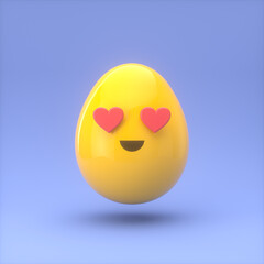 Emotion yellow egg icon. 3d rendering.