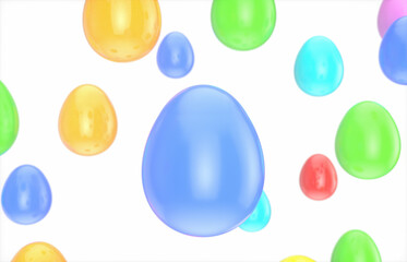 Colorful Easter eggs on white isolated  background. 3d rendering.