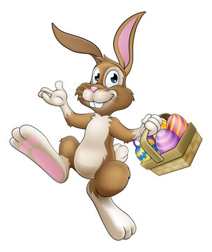 recommend clip art: Easter Bunny Cartoon Rabbit With Eggs Basket
