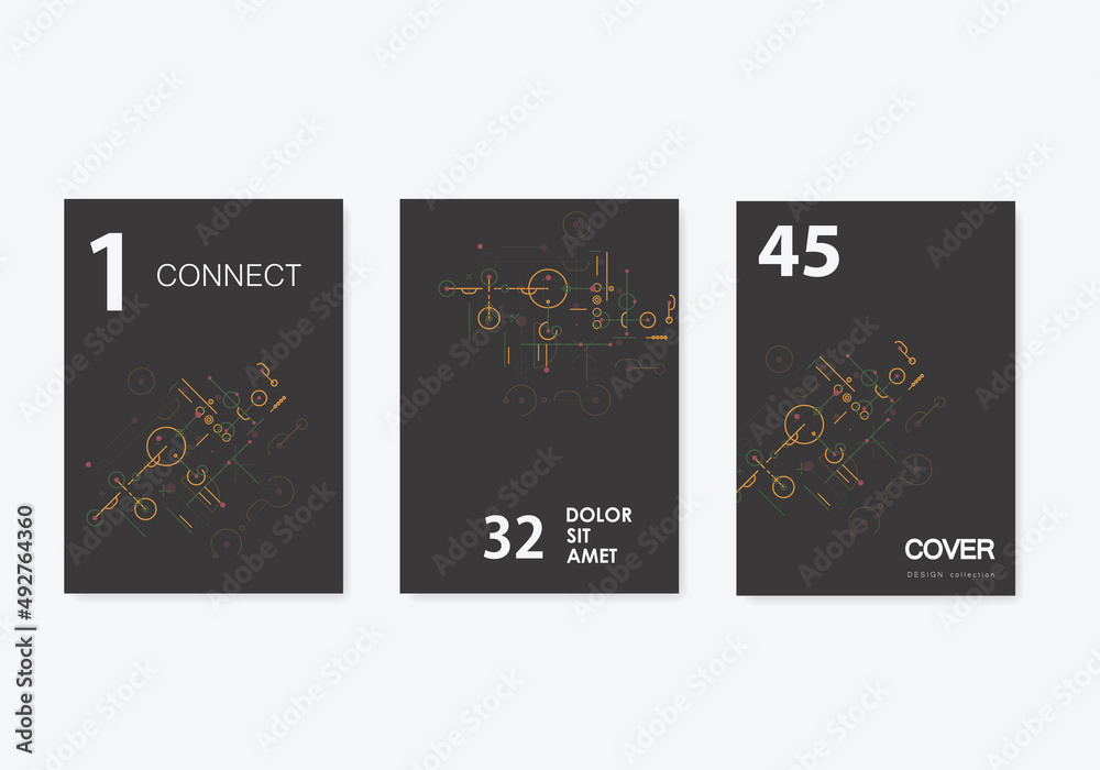 Poster Cover network polygonal element. Array atom border illustration. Vector design
