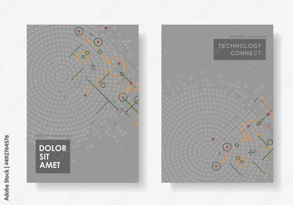 Poster Cover network polygonal element. Array atom border illustration. Vector design