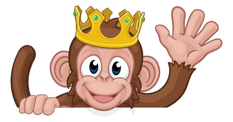 Monkey King Crown Cartoon Animal Sign Waving