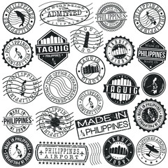 Fototapeta premium Taguig, Metro Manila, Philippines Stamps. Travel Stamp Adventure. Made In Product. Design Seals Retro Vintage Rubber.