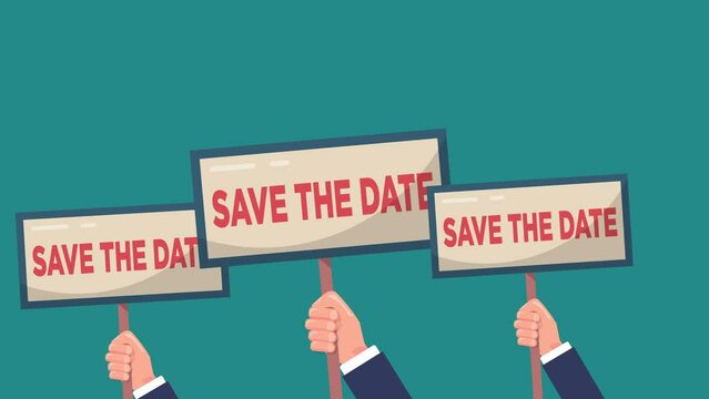 save the date sign animation. hand of businessman hold safety first sign - animation concept. 4K motion animation.