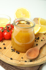 Concept of tasty food with sauce, close up