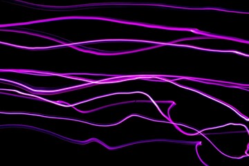 Abstract light background, purple light lines on black.