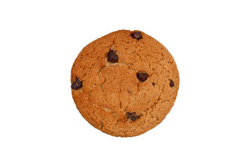 oatmeal cookies with chocolate pieces isolated on white background